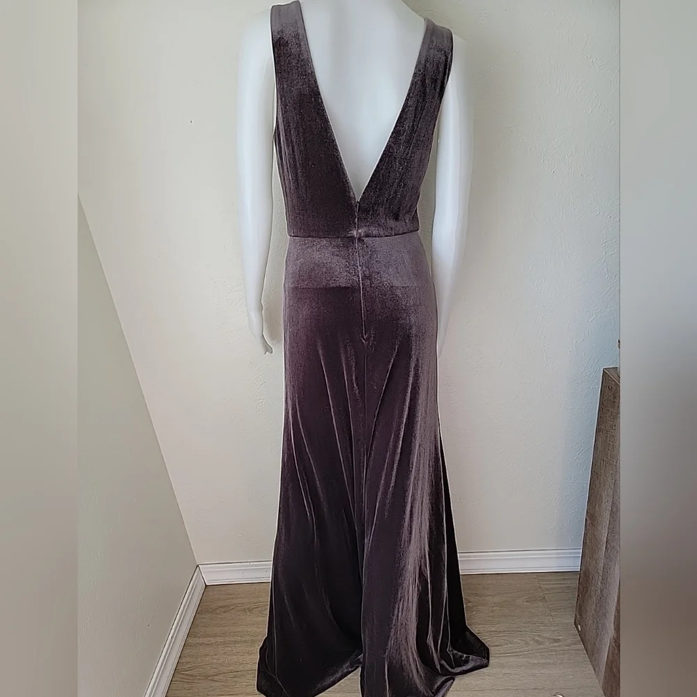 Jenny Yoo Velvet Maxi Dress in Deep Purple - Picture 5 of 9